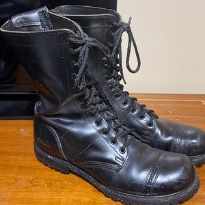 Black combat boots.